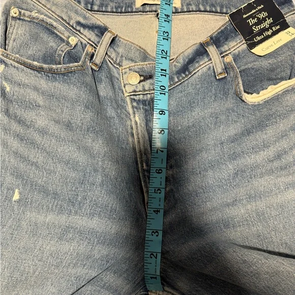 Abercrombie & Fitch The ‘90s Straight Ultra High Rise Blue Jeans Curve Love - Picture 7 of 8